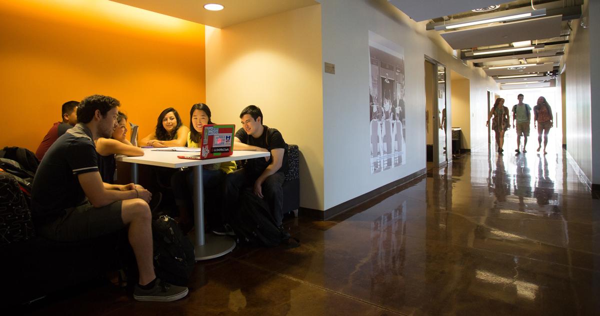 Students studying in Skandera Hall